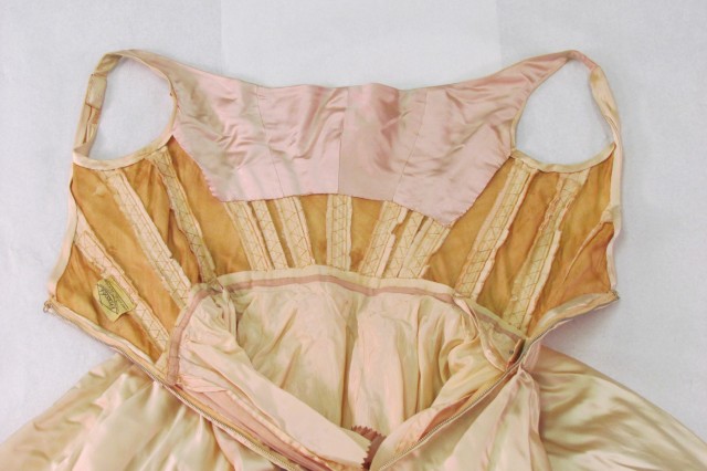 Interior of cream satin dress