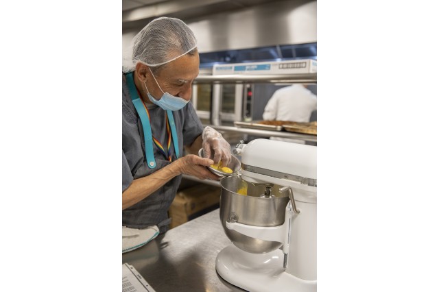 Adding eggs to stand mixer