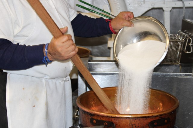 pouring sugar