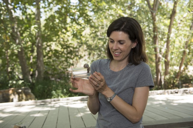 jann vendetti with snail nature gardens