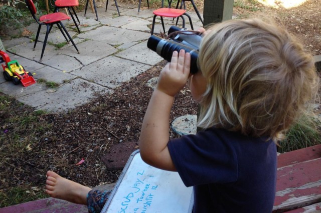 Ryder Chapman (age 3 in this photo) helping his family participate in the Great Backyard Bird Count. 