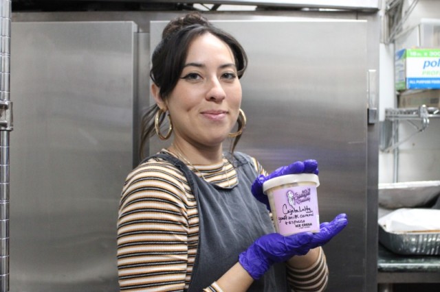 SueEllen Holding Ice Cream Pint