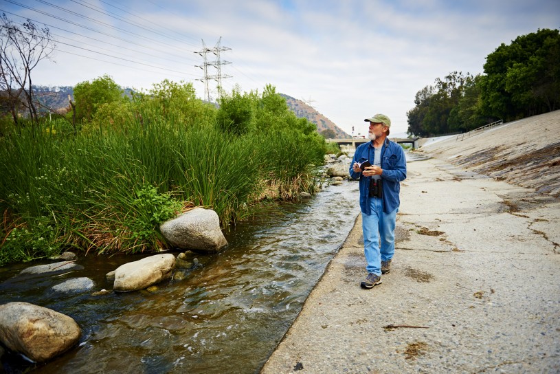 Kimball Garrett surveying the L.A. River